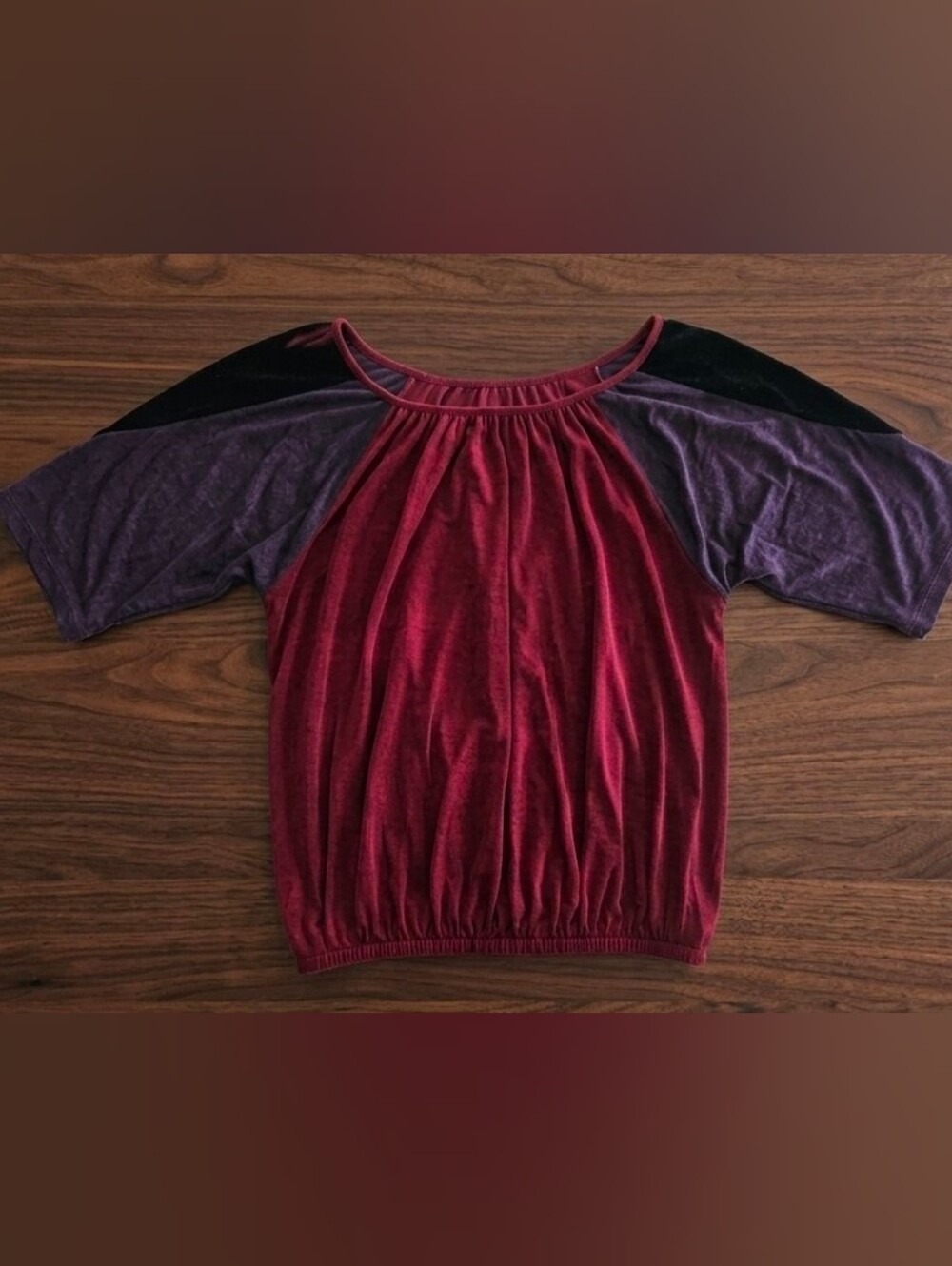 Eight Sixty Purple and Black Colorblock Top